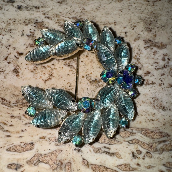 RHINESTONE LISNER EARRINGS NECKLACE BROOCH VINTAGE JEWELRY LOT - Picture 7 of 10